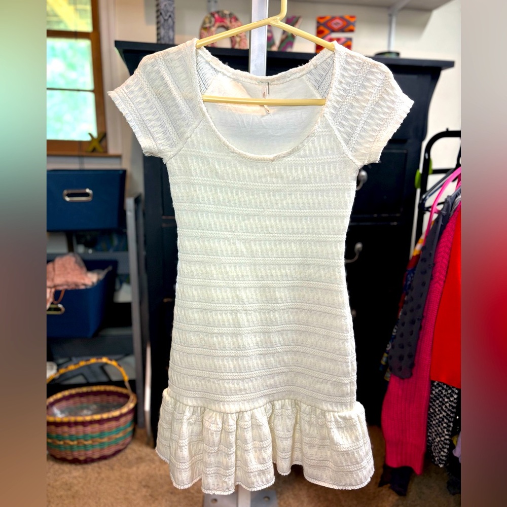 Free People Cream Textured Dress